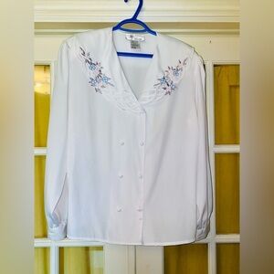 Blair White Long Sleeve Embellished Blouse